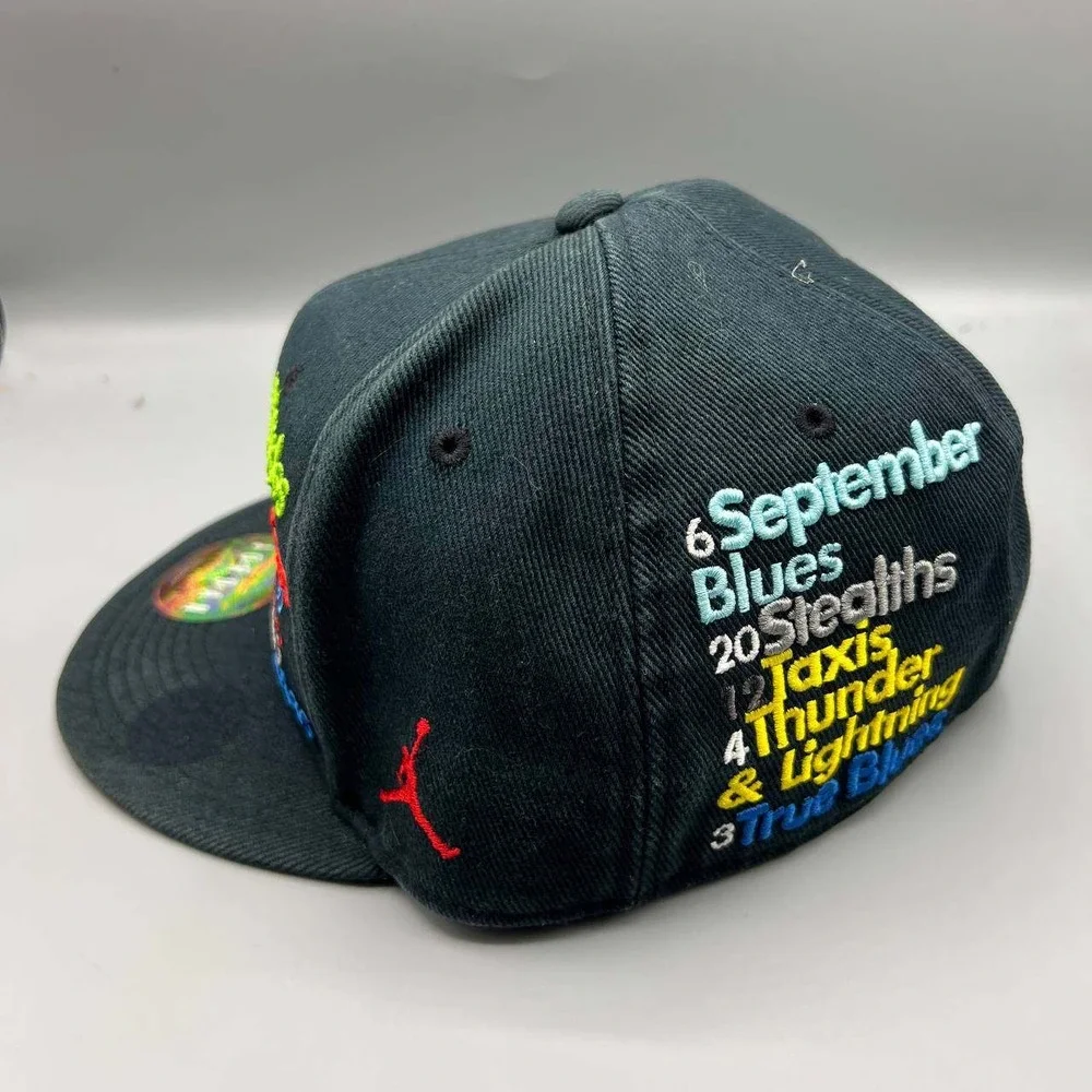 Air Jordan Nicknames Hat Men 7 1/8 Navy Embroidered‎ Jumpman Fitted Cap